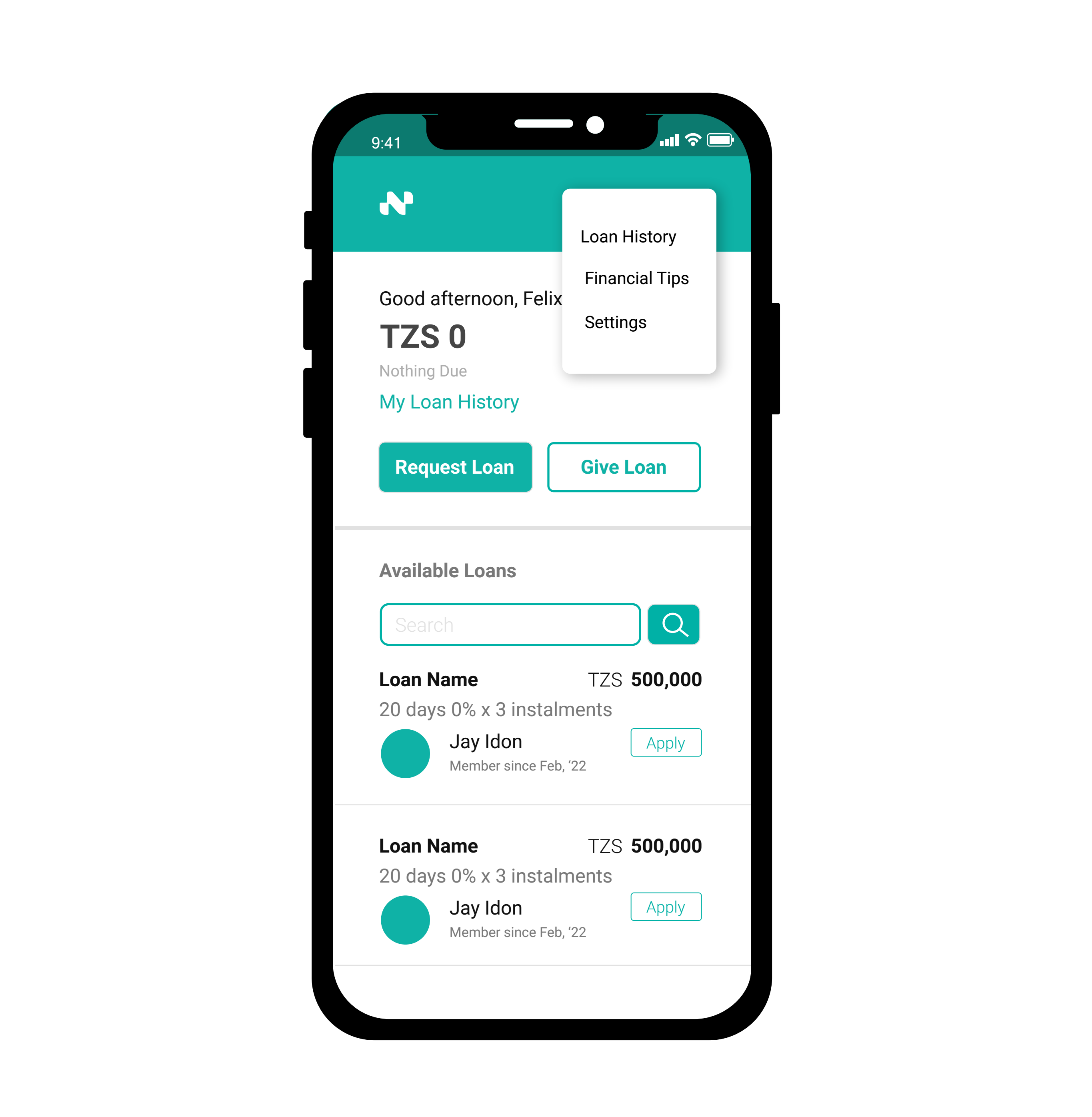 A screenshot of the niwezeshe app